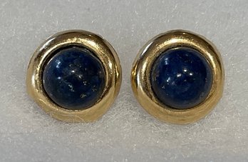Elegant 14K Lapis Lazuli Pierced Earrings