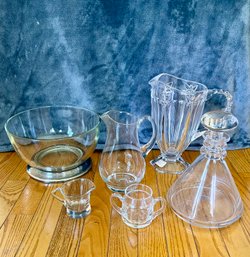 Vintage Glass & Crystal, Hand Blown Tableware & Decanter, Limor, Lenox & Salad Bowl On Silverplate Base, 6 PCS