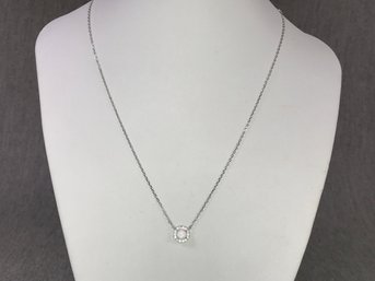 Wonderful Brand New 925 / Sterling Silver Necklace With Opal And Sparkling White Zircons - Brand New !