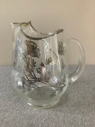 8 Inch Silver Trimmed Glass Pitcher