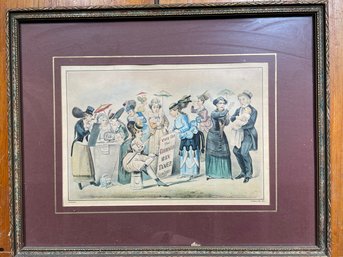 An Antique Currier & Ives Lithograph, Dated 1869, Women's Right Movement Parody