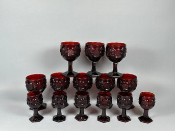 Vintage Avon Ruby Red Cape Cod Collection Goblets