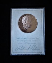 1972 Franklin Mint Richard Nixon RNC Campaign Medal