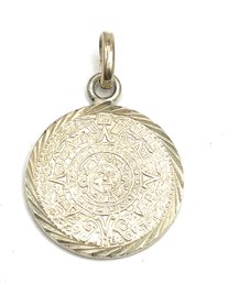 Vintage Mexican Sterling Silver Aztec Medallion Pendant