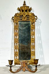 A 19th Century Gilt Iron Candle Sconce With Mirrored Panel