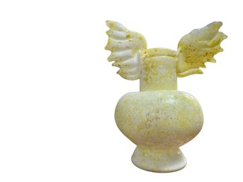 Angel Wings Vase # 10 Pale Yellow With Scavo Finish. Crafted By A Local Guilford Artist