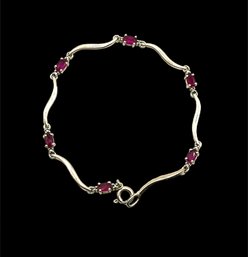 Beautiful Sterling Silver And Ruby Red Bracelet