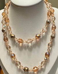 SIGNED JOAN RIVERS AURORA PEACH TONES GOLD TONE NECKLACE