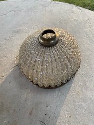 Architectural Salvage Vintage Beaded Bowl Flush Mount Light Fixture Piece W Metal Accent