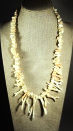 1980s Pink White Angel Skin Branch Coral Necklace 20' Long