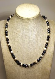 Fine Sterling Silver Genuine Cultured Baroque Pearl Dual Colored Necklace 18'