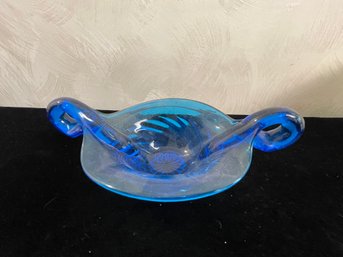 Vintage Anchor Hocking Beautiful Blue Swirl Glass Bowl