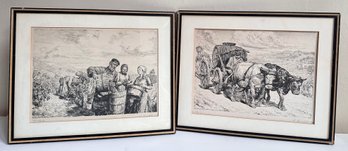 2 1920s Heinrich Strieffler Antique Signed Prints, Germany