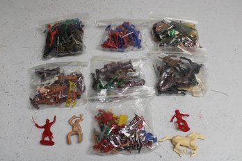 Lot Of Vintage Cowboys, Indians, Soldiers, Horses And Miscellaneous Plastic Figures.