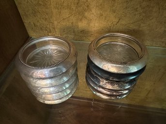 10 Matching Sterling Rimmed Ashtrays