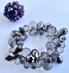 Crystal Bead Stretchy Bracelet & Ring