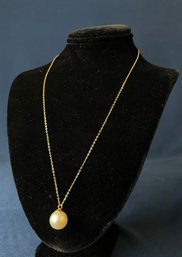 Stunning 14k Gold Necklace With Drop Pearl Pendant By Majorica