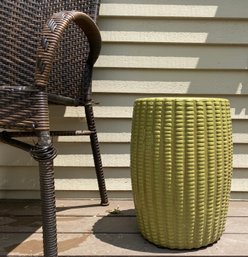 Textured Green Ceramic Garden Drum