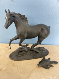 Franklin Mint 1986 'Black Beauty' Porcelain Horse Figurine By Pamela Du Boulay