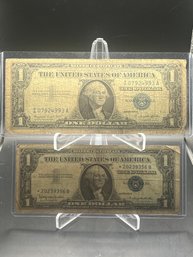 2 One Dollar Silver Certificates