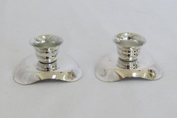 Fantastic Modernist Style Silver Plated Reversible Candle Holder Pair - Treidar Denmark
