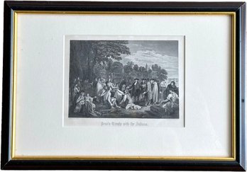 An Early American Engraving - Penn's Treaty With The Indians