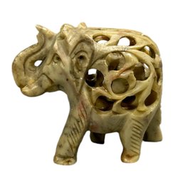 Hand Carved Soapstone Mother Elephant With Child Figurine (U.S. Shipping Available)