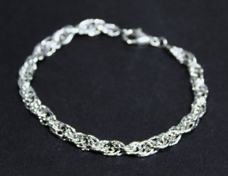 Fine Sterling Silver Chain Link Bracelet Marked 925 About 7' Long