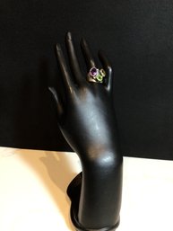 STERLING SILVER MULTI COLOR STONE RING