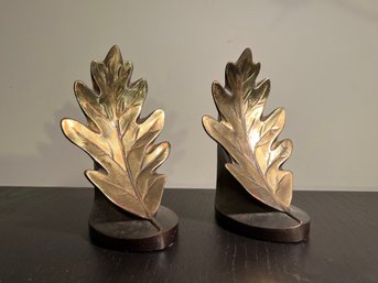 Pair Of Oak Leaf Bookends