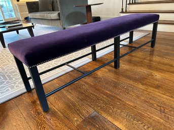 High Quality Purple Velvet Bench With Nailhead Detail