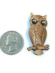 Pressed Copper Owl Brooch