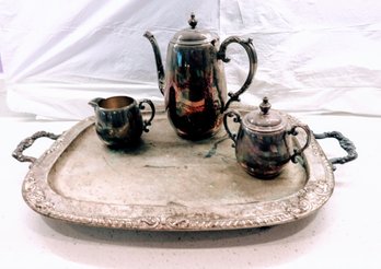 Rogers Silver Plated Tea Set With Tray