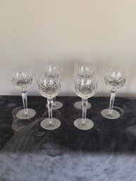 Set Of Six Waterford Cut Crystal Wine Goblets