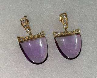 Stunning 18k Amethyst Diamond Earrings