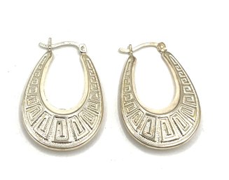 Vintage Sterling Silver Asian Inspired Hoop Earrings