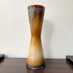 An Hourglass Shaped 22 Inch Glass Vase