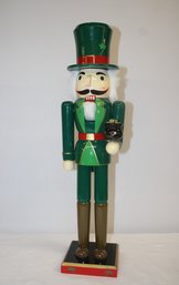 Vintage Wooden 24' Irish Nutcracker Holding His Pot Of Gold