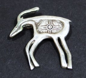 Fine 925 Sterling Silver Deer Brooch Southwestern