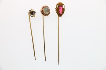 3 Antique Gold Filled Stick Pins