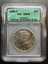 1989-P Kennedy Half Dollar ICG-MS63