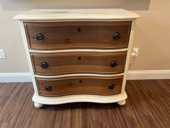 Paula Deen Three Drawer Serpentine Front Dresser In Cottage White With Natural Wood Drawer Fronts