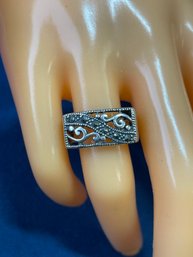 Sterling Silver And Marcasite Ring