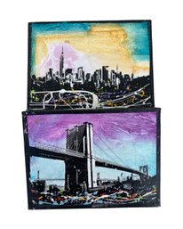 Lot Of Two Original NYC Paintings Signed And Dated