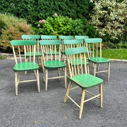 A Set Of 9 Depression Era Kitchen Chairs Original Paint