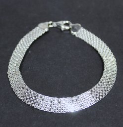 Fine Sterling Silver Woven Link Italian Bracelet 7' Long