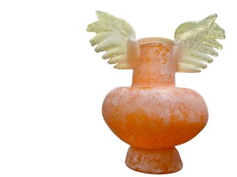 Angel Wings Vase #13 Orange/yellow Wings With Scavo Finish. Crafted By A Local Guilford Artist