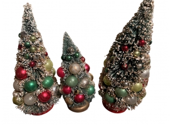 Three Small Vintage Christmas Trees