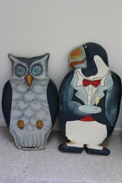 27 And 29 In Papier Mache Owl And Penguin