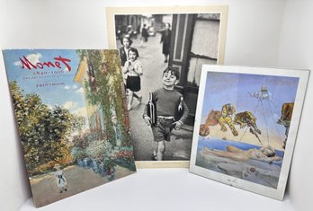 Framed Salvador Dali Print, Henri Cartier-Bresson Poster & Monet Printbook With 6 Prints